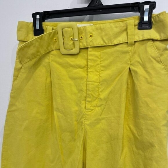 Anthropologie yellow belted crop pant size 4 - Picture 3 of 11